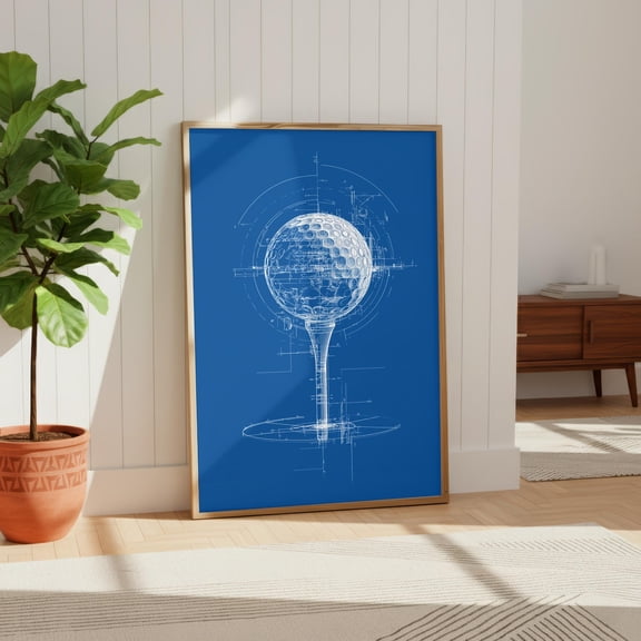 Golf Ball Blueprint Technical Sports Wall Decor Unframed Paper Print