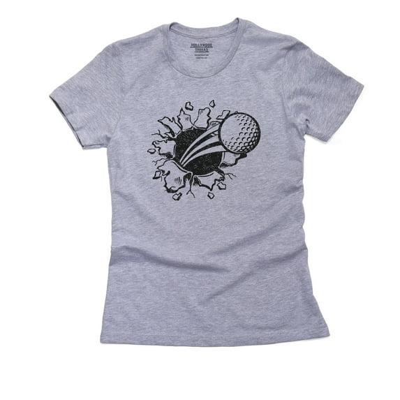 Golf Ball Bursting Through Shirt - Ka Boom! - Golfing Women's Cotton Grey T-Shirt