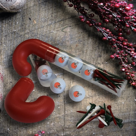 Open Box Golf Ball Candy Cane Holiday Stocking Stuffer 3 Golf Balls, 10 Tees, Festive Packaging