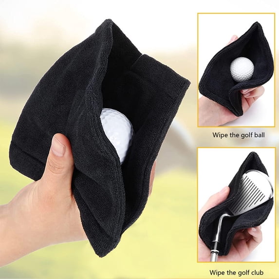 Golf Ball Cleaning Towel - Portable Dual-Sided Microfiber Wipe for Golf Accessories, 1-Piece Sports Towel, Fast-Drying and Easy to Clean for Outdoor - Black
