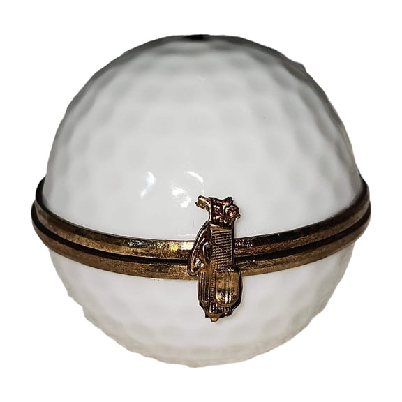 Golf Ball w Working Clock Inside - Limoges Boutique Limoges Box Porcelain Figurine