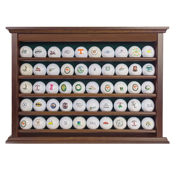 Golf Ball Display Case | Holds 50 Golf Balls | Handcrafted Solid Wood | Four Color Options