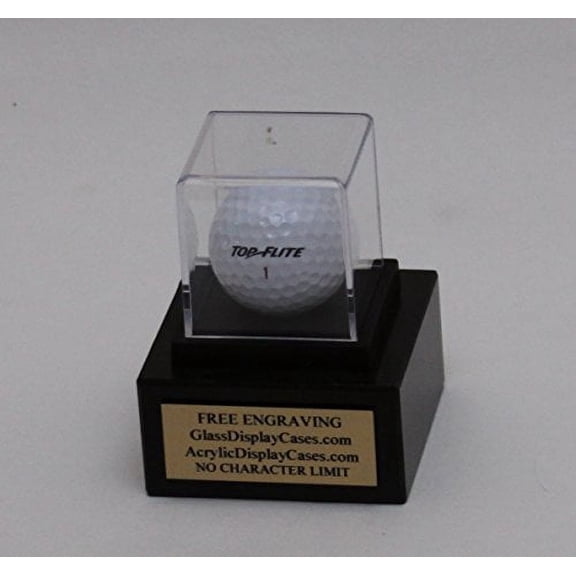 Golf Ball Hole in One - Eagle - Best Round - Game Personalized Acrylic Display Case - Genuine Black Marble Base - Free Engraving