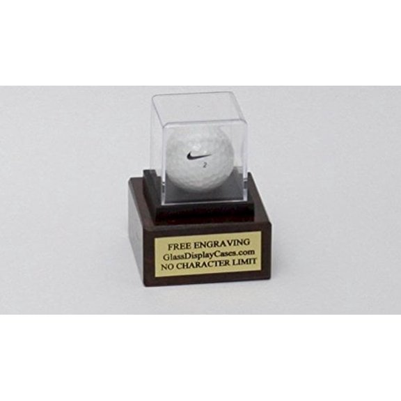 Golf Ball Hole in One - Eagle - Best Round - Game Personalized Acrylic Display Case - Genuine Brown Marble Base - Free Engraving