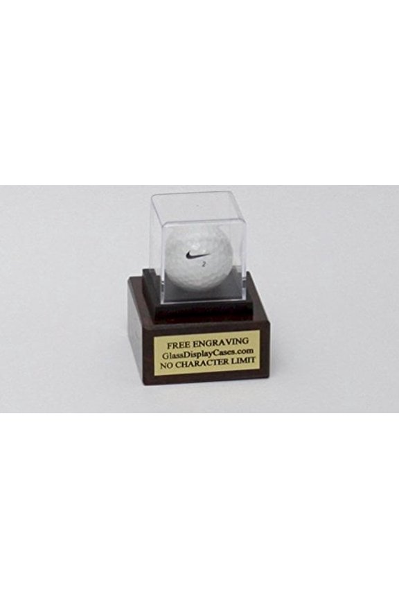 Golf Ball Hole in One - Eagle - Best Round - Game Personalized Acrylic Display Case - Genuine Brown Marble Base - Free Engraving