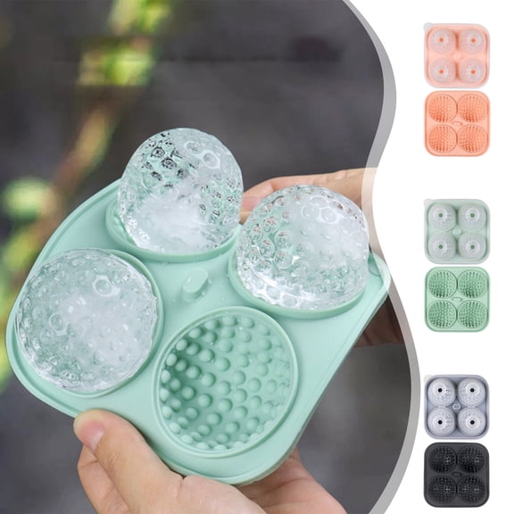 Golf Ball Ice Cube Tray Mold with Built-In Funnel, Food-Grade Silicone Whiskey Ice Maker for Cocktails and Drinks, Easy Release Self-Sealing Design