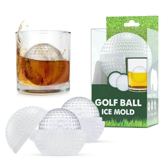 2 Pcs Silicone Golf Ball Ice Mold - 2.5” Ice Ball Maker Mold Ideal for Cocktails, Bourbon, Brandy - Perfect Ice Ball Mold Golf Gifts For Men