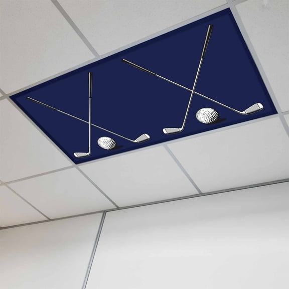 Golf Ball Magnetic Fluorescent Light Covers for Ceiling Lights 2 x 4 Feet, Navy Blue Monochrome Sport Office Classroom Kitchen Drop Ceiling Light Covers Lighting Filters Shade Panel 1 Pack