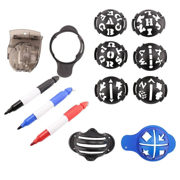 Golf Ball Marker,Color Line Markers Pens, Triple Track Plastic Marking Alignment Tool Kit,Black