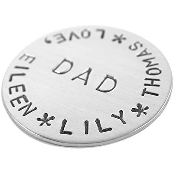 Golf Ball Marker - Personalized Hand Stamped Sterling Silver - Keepsake$$Sport & Recreation Other