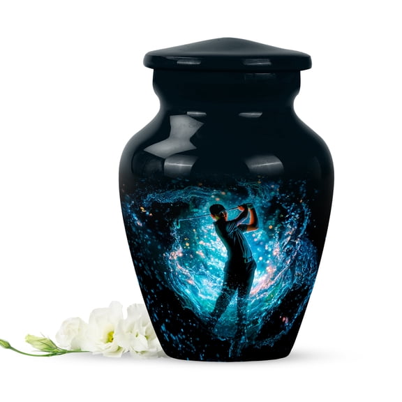 Golf Ball Memorial Keepsake For Ashes, Miniature Urn For Ashes Adult Male Small, Black Urns For Adults Male And Female, Blue Mini Urn For Mom And Dad, Funeral Urns For Women, 3 Inch
