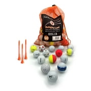 Golf Ball Monkey Pro Series Brand Golf Ball Variety Mix- 50 Pack Recycled Golf Balls from Top Brands in a Mix of Mint & Near Mint Condition w/ 15 Tees & Mesh Bag