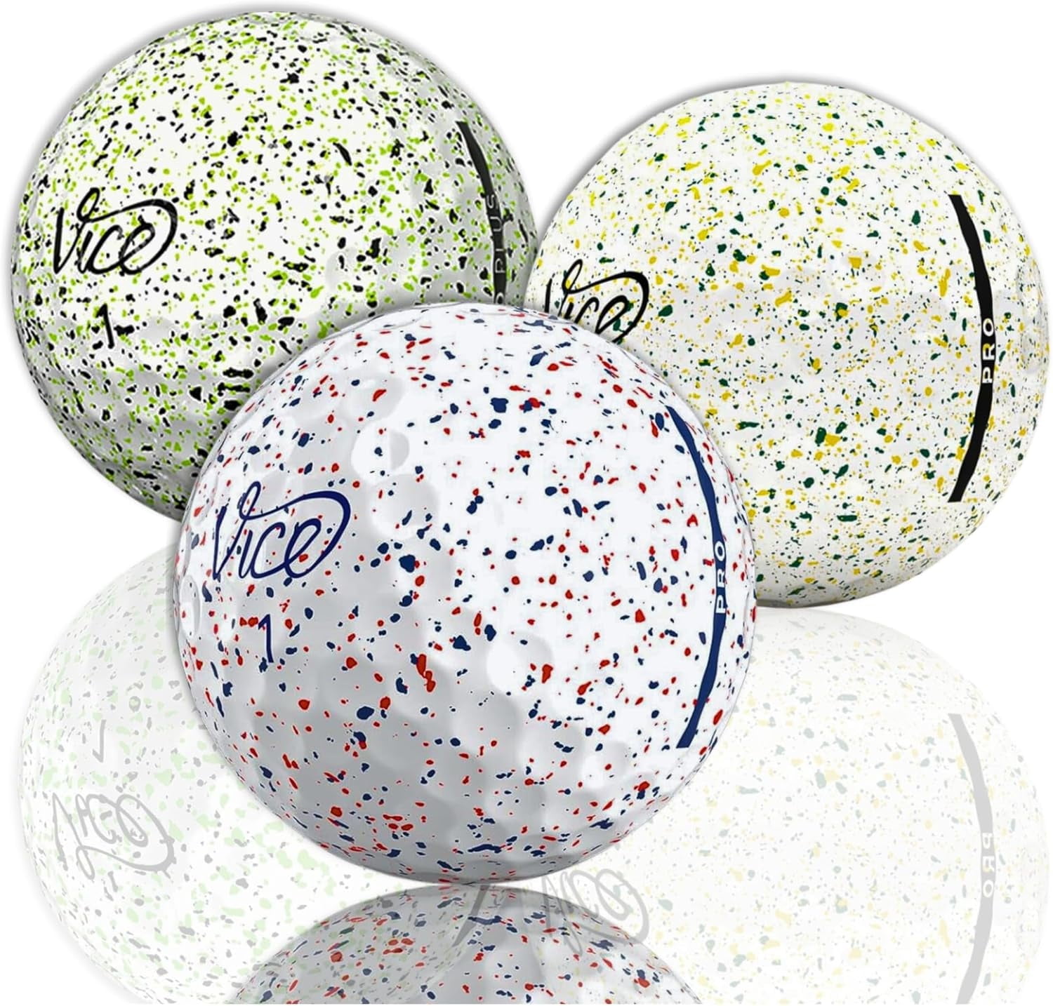 Golf Ball Monkey Recycled Vice Drip Golf Balls Mix of Vice Pro Drip Golf Balls and Vice Pro Plus Drip Version Golf Balls 48 Pack - 5A / Mint Recycled Vice Golf Balls Drip for Men and for Women