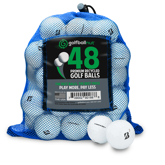 Golf Ball Nut – Recycled Golf Balls for Bridgestone Tour B RX - 4A Near Mint Quality – 48-Pack, White