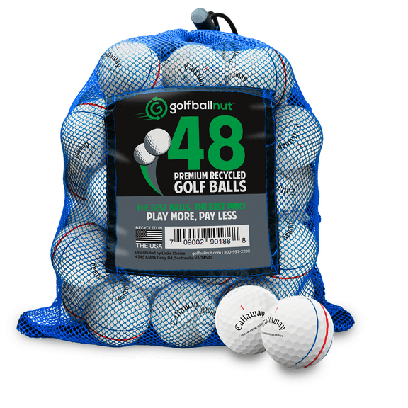Golf Ball Nut – Recycled Golf Balls for Callaway Chromesoft Triple Track – 5A Mint Quality – 48-Pack, White