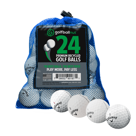 Golf Ball Nut – Recycled Golf Balls for Callaway Tour Mix - 4A Near Mint Quality – 24-Pack, White