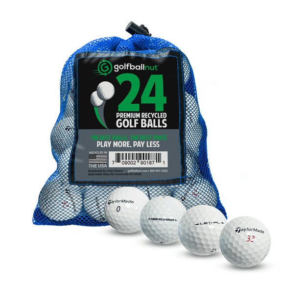 Golf Ball Nut – Recycled Golf Balls for Taylormade Tour Mix – 5A Mint Quality – 24-Pack, White