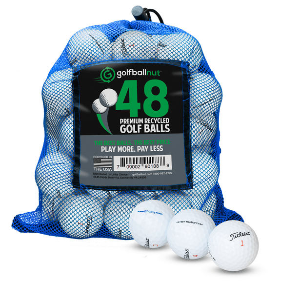 Golf Ball Nut – Recycled Golf Balls for Titleist Mix – 3A Good Quality – 48-Pack, White