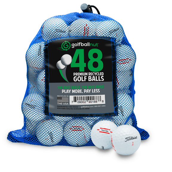 Golf Ball Nut – Recycled Golf Balls for Titleist TruFeel – 4A Near Mint Quality – 48-Pack, White