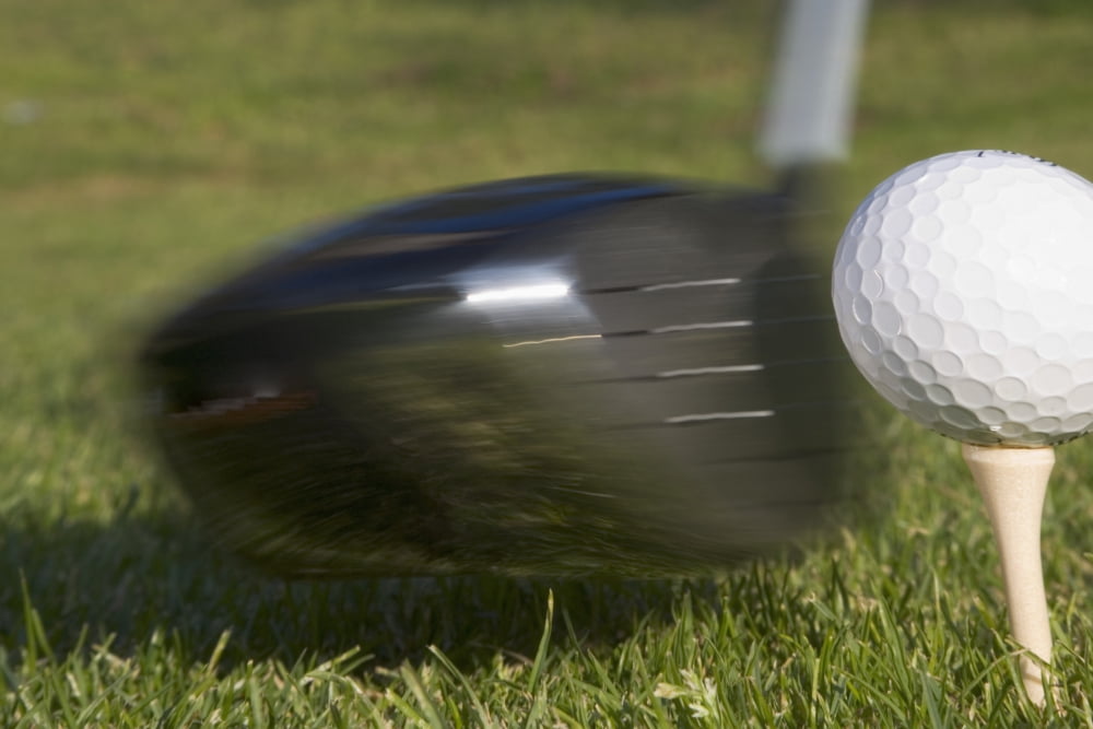Golf Ball On Tee Hit By Driver Canvas Art - Ken Welsh Design Pics (34 x 22)