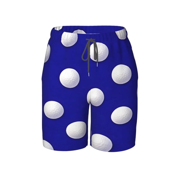 Golf Ball Pattern Beach Pants Lightweight and Quick-Drying Teen Shorts with Mesh Lining and Drawstring