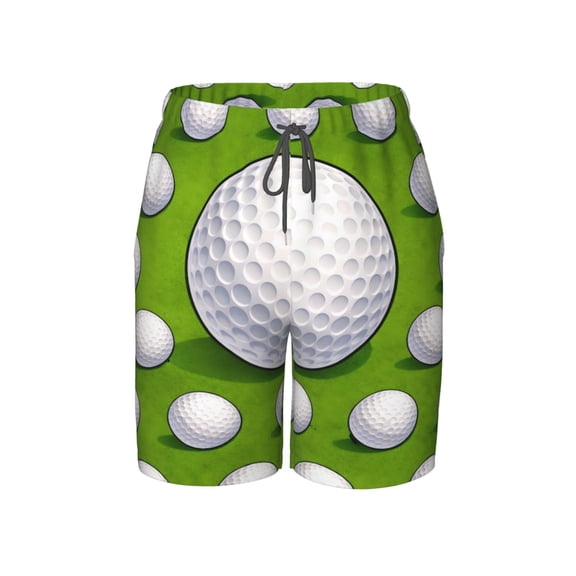 Golf Ball Pattern Beach Pants Teen Shorts with Mesh Lining and Drawstring