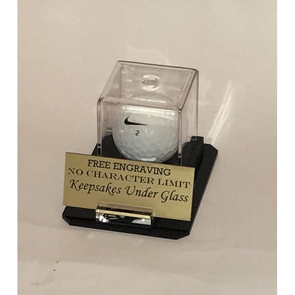 Golf Ball Personalized Hole In One Acrylic Display Case - Holder - Octagon Base, Custom Ball and Nameplate Stand