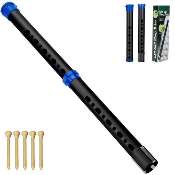 Golf Ball Picker, 33.8 x 2.4 Inch Detachable Aluminum Golf Ball Retriever, Holds 21 Golf Balls, Golf Accessories for Men and Women, with Free 5 Bamboo Golf Tees, Black