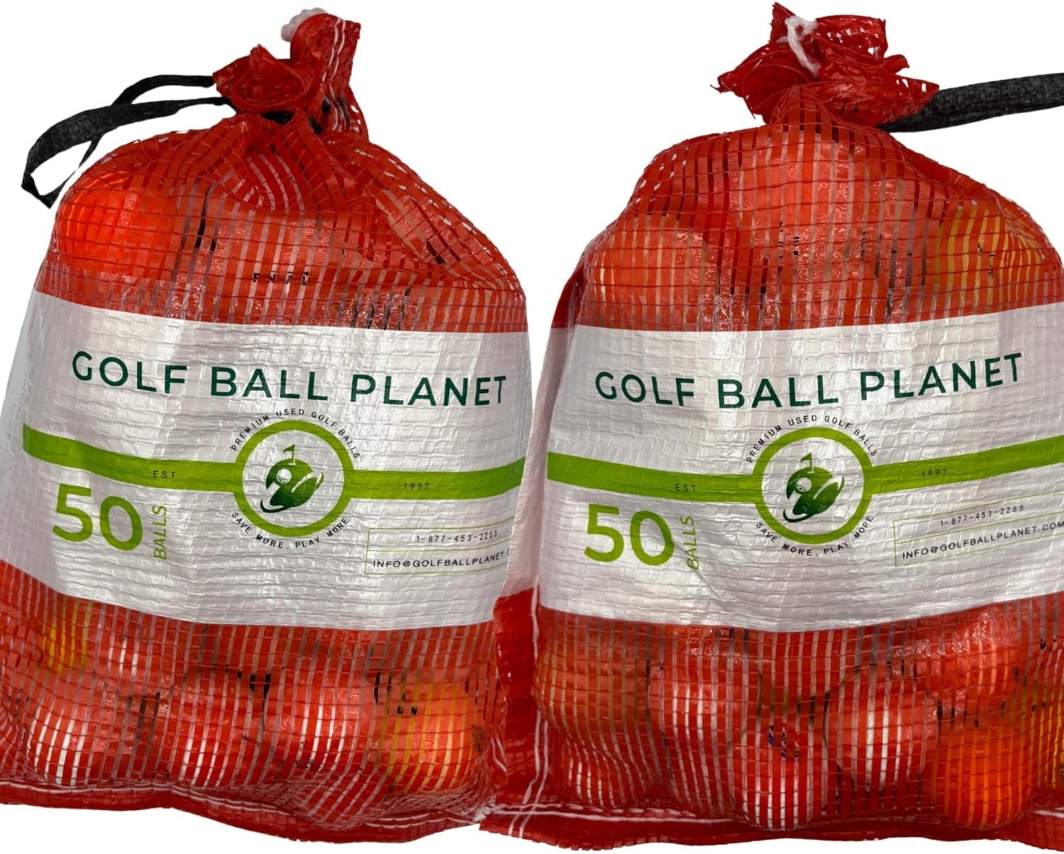 Golf Ball Planet - 100 Ball Mesh Bag Hit Away Practice Recycled Golf Balls