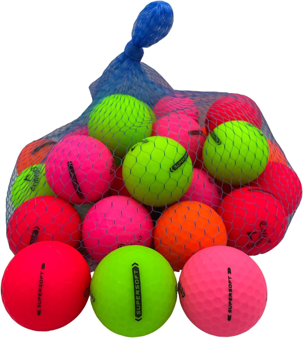 Golf Ball Planet - Supersoft Matte Color Mix Recycled Golf Balls for Callaway 5A/Mint (24 Pack)