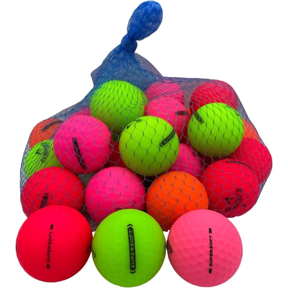 Golf Ball Planet - Supersoft Matte Color Mix Recycled Golf Balls for Callaway 5A/Mint (24 Pack)