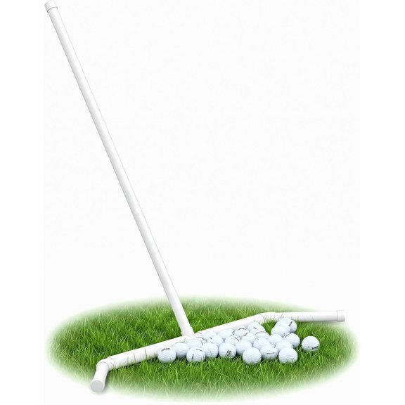 Golf Ball Pusher for Driving Range, Wide Head Ball Collector Tool with 47 inches Handle, PVC Lightweight Golf Range Cleanup Tool for Practice Facilities, Simulator Rooms, Lawn Maintenance