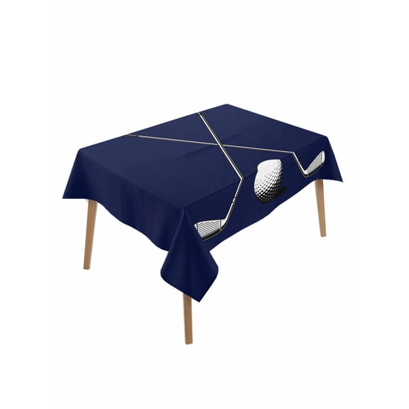 Golf Ball Rectangle Tablecloth, Navy Blue Monochrome Sport Waterproof & StainResistant Tablecloth, Washable Oil-proof Table Cover for Dining/Party/Wedding/Camping/Buffet 52x70 In