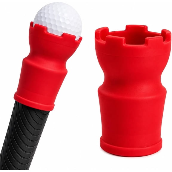 Golf Ball Retriever for Putter (Large) & Golf Ball Upper - Flexible Golf Ball Grabber for End of Putter - No Bending to Retrieve Golf Balls from Hole - Putter Suction Cup Ball Retriever
