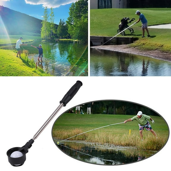 Golf Ball Retriever, Stainless Telescopic Extendable Golf Balls Retrievers for Water w/Golf Ball Pick Up Retriever Grabber Claw Sucker Tool, Golf Gift for Men 16-80In