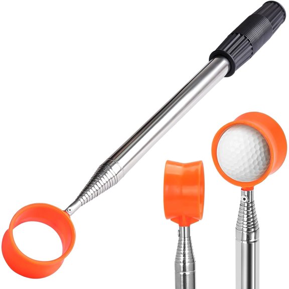 Golf Ball Retriever Telescopic, 12Ft Aluminum Alloy Golf Ball Retriever for Water, Ball Retriever Tool Golf Ball Grabber, Telescopic | Two-Sided | Easy Grab Ball | Golf Gifts for Men & Golfers