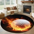 thumbnail image 1 of Golf Ball Round Area Rug 7 FT, Non Slip Living Room Area Carpet, Sport Modern Glowing Burning Classic Art Washable Soft Circular Rug Non-Shedding Floor Carpet for Bedside Office Play Room Classroom, 1 of 9
