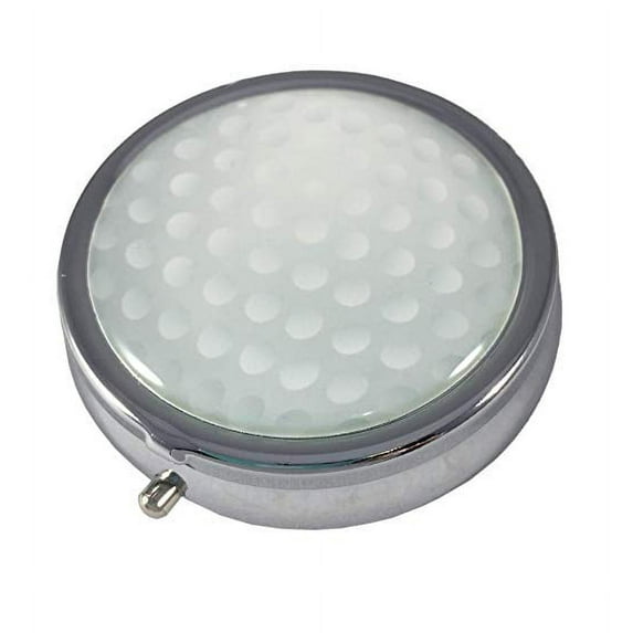 Golf Ball Round Silver Three Section Pocket Travel Pill Box Medicine Case