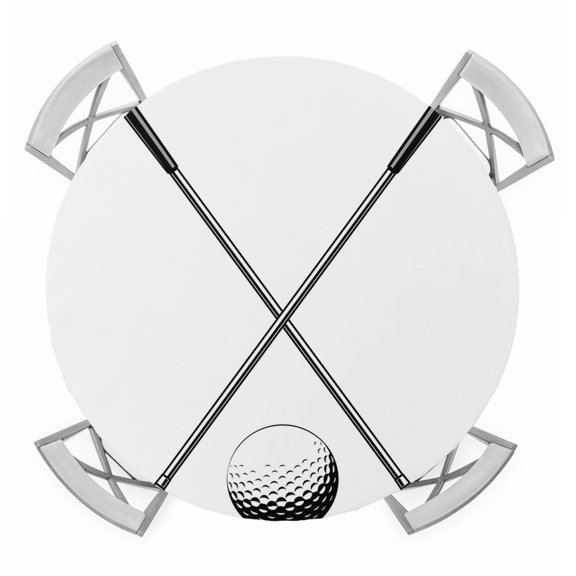 Golf Ball Round Tablecloth for 36-44 Inch Tables,Fitted Table Cover with Elastic Edge,Minimalist Golf Club Abstract Simple Retro Waterproof Outdoor Table Cloth Protector for Patio Garden Dinner