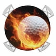 thumbnail image 1 of Golf Ball Round Tablecloth for 55-60 Inch Tables,Fitted Table Cover with Elastic Edge,Sport Modern Glowing Burning Classic Art Waterproof Outdoor Table Cloth Protector for Patio Garden Dinner Picnic, 1 of 9