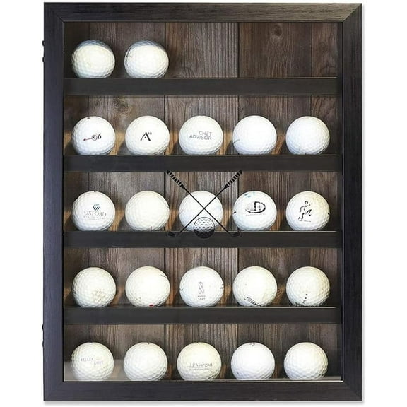 Golf Ball Shadowbox Display Case | 12 Ball & 25 Ball Options | Glass Front Door (25 Ball)