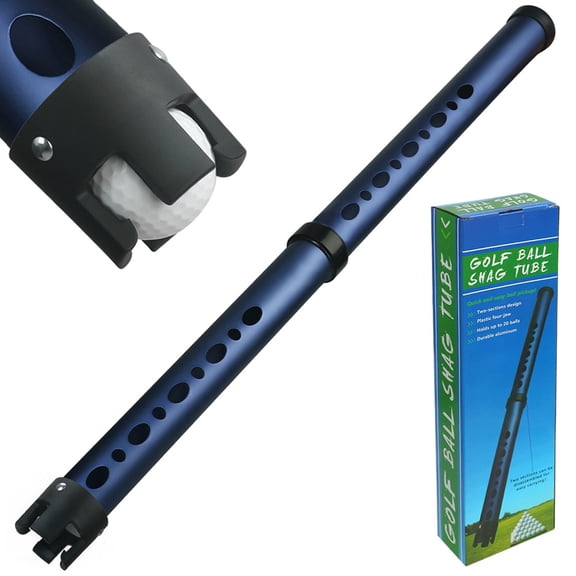 Golf Ball Shag Tube, Portable 2-Piece Aluminum Ball Retriever, Holds Up to 20 Balls, No Bending Golf Ball Pick Up Tool