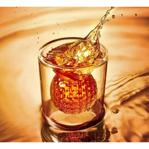 Golf Ball Shape Double Wall Insulated Borosilicate Glass - Unique Drinkware for Whiskey, Tequila, Cocktails, and Wine
