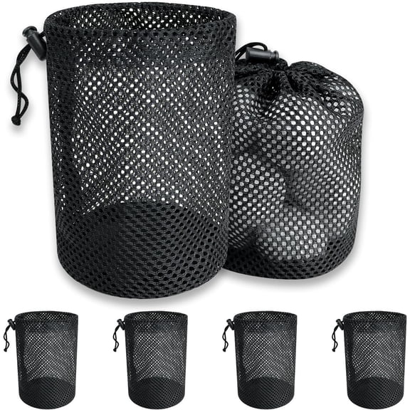 Golf Ball Storage Bag-6 Pack Mesh Bags with Drawstring,Golf Shag Bag Organizer, Equipment Organizer Sack,for Collecting Half Balls Tennis Beach Trave