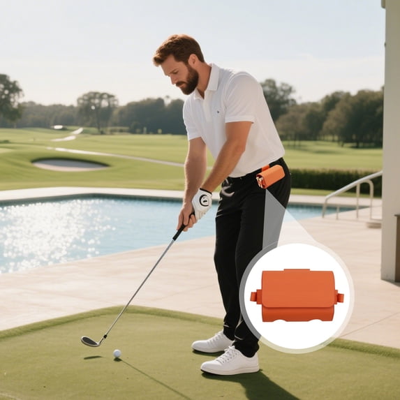 Golf Ball Storage Bag Leather Waist Pack • Golf Accessories Organizer Case • Brown PU Belt Pouch • Multi-Compartment, Lightweight, Waterproof Design