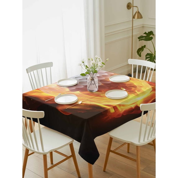 Golf Ball Tablecloth Rectangle Table Cloth 60x102, Waterproof Tablecloth Outdoor Table Cloth, Sport Modern Glowing Burning Classic Art Washable Table Cover for Kitchen Dinning Party