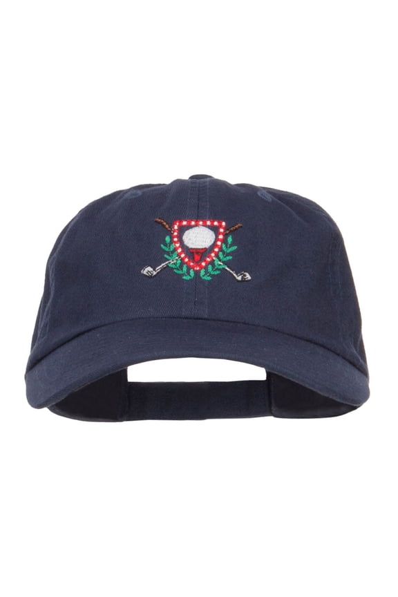 Golf Ball Tee Crest Embroidered Cap - Navy OSFM