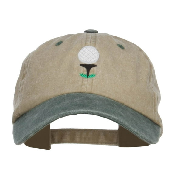 Golf Ball Tee Embroidered Washed Cap - Khaki Green OSFM