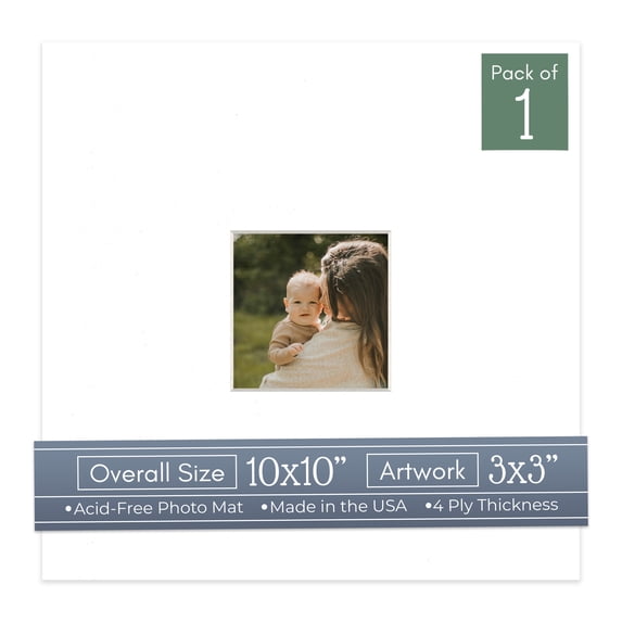 Golf Ball Texture Picture Frame Mat for 10x10 Frames - Fits 3x3 Photos - 1 Mat