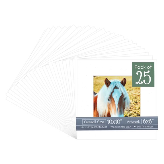 Golf Ball Texture Picture Frame Mat for 10x10 Frames - Fits 6x6 Photos - 25 Mats